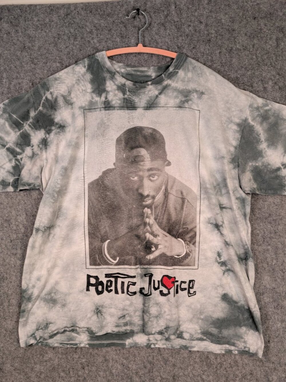 Tupac Poetic Justice Tie Dye T-Shirt Men's XL Blue White 100% Cotton Band Tee